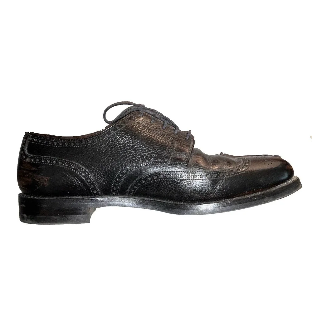 Peal Co x Brooks Brothers Oxford Leather Wingtips Dress Shoes 12D Black England